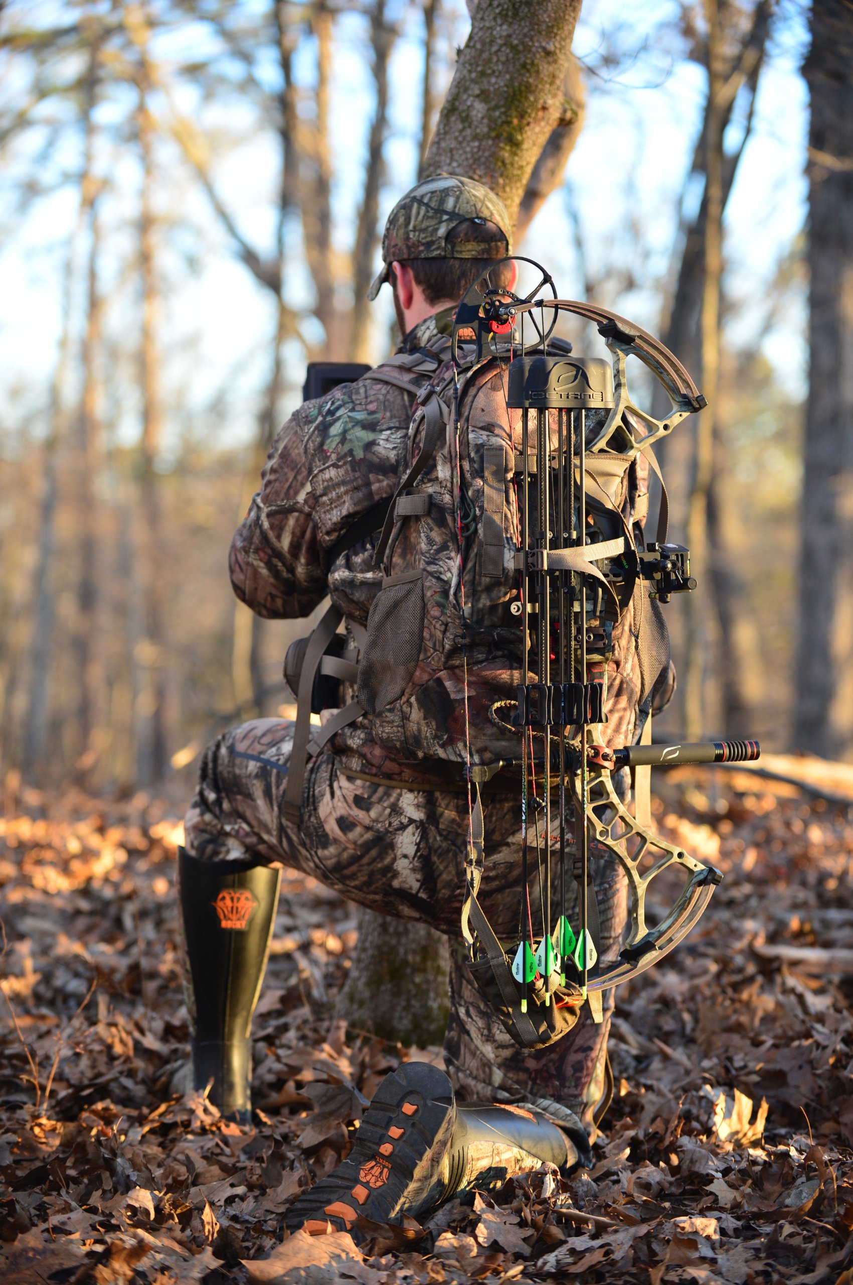 hunting pack with bow holder